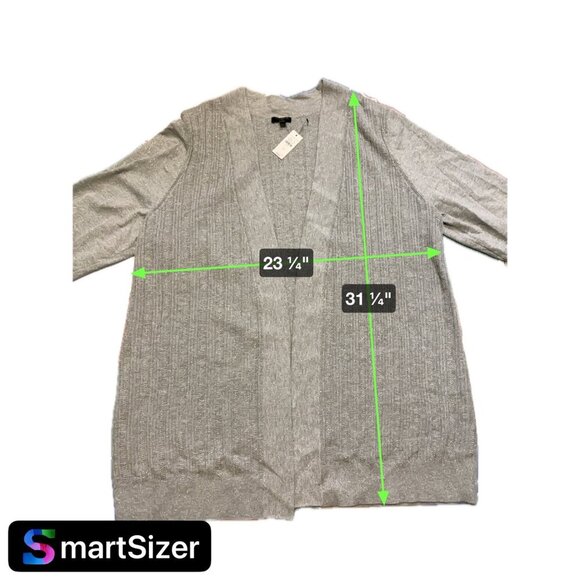 Talbots NWT Plus Grey Metallic Thread Long Sleeve Open Knit Cardigan SZ 2XL - Picture 9 of 9